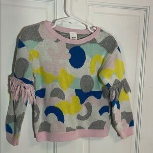 Colorful Kids Sweater with Fringe Details